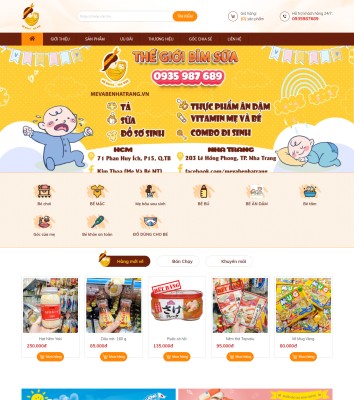 Mẫu 02 - Mẫu thiết kế website sữa, mẹ và bé